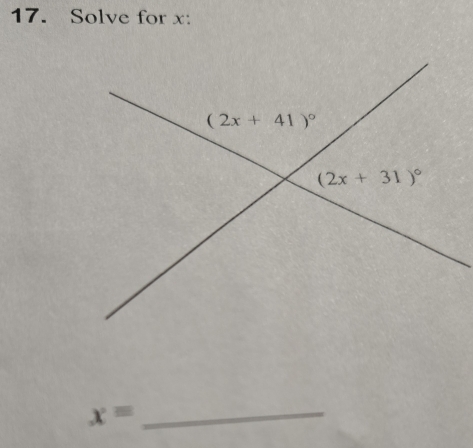 Solve for x:
x= _