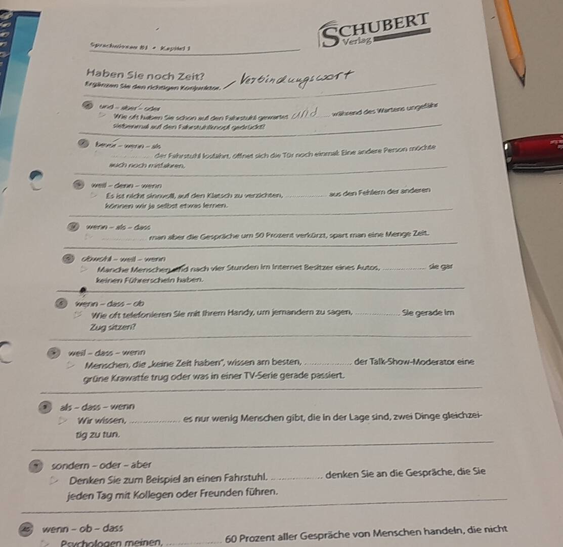 Gelöst:Schubert Verlaz Sprächrivsan B1 × Kapilel 1 Haben Sie noch Zeit ...