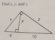 Find x, y, and z.