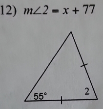 m∠ 2=x+77