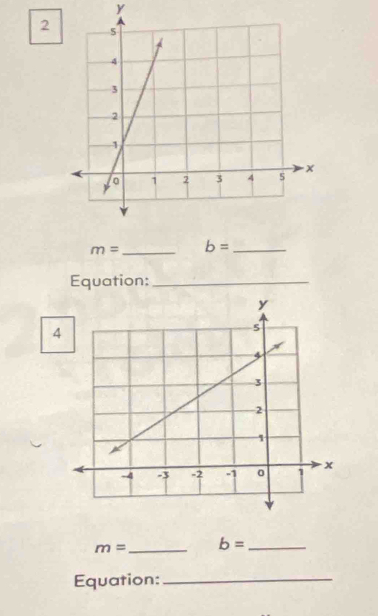 y
2
m= _
b= _ 
Equation:_ 
4
m= _
b= _ 
Equation:_