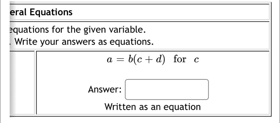 Written as an equation