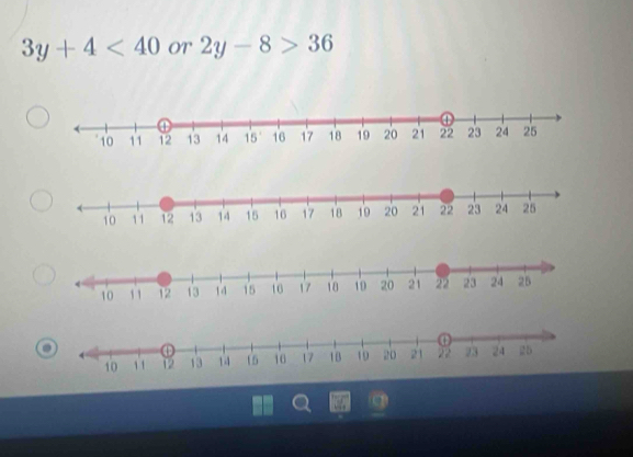 3y+4<40</tex> OT 2y-8>36