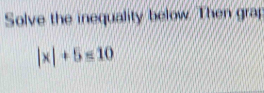 Solve the inequality below. Then grap
|x|+5≤ 10