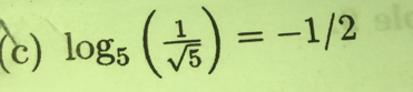 log _5( 1/sqrt(5) )=-1/2