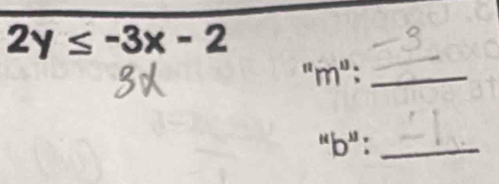 2y≤ -3x-2
"m":_ 
“b” :_