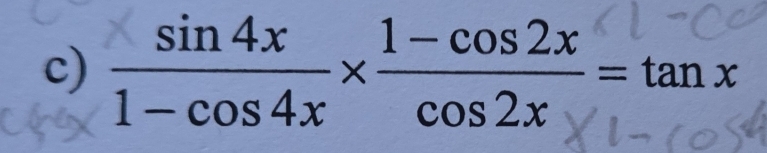 1 = cos 4x × cos22x = tan x