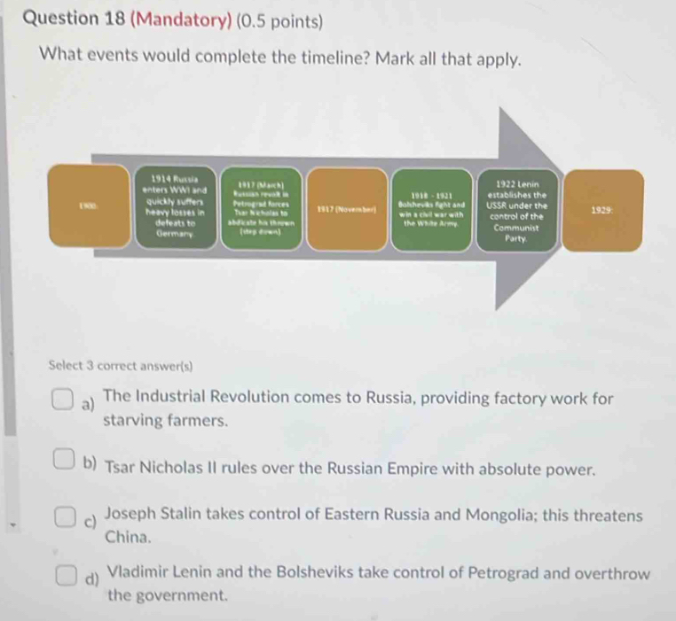Solved: (Mandatory) (0.5 points) What events would complete the ...
