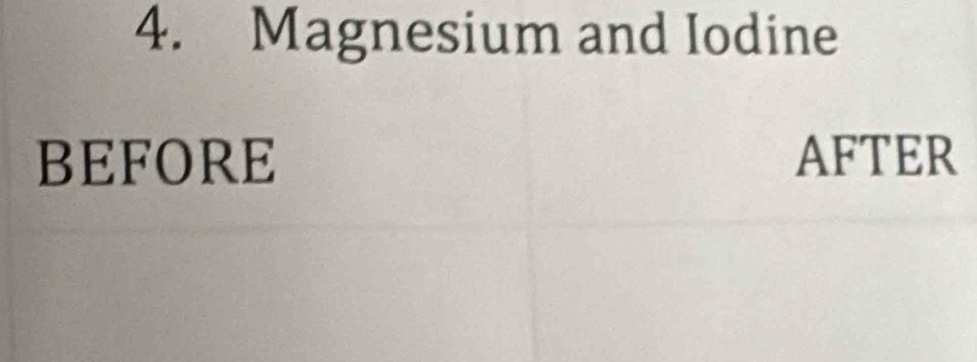 Magnesium and Iodine 
BEFORE AFTER