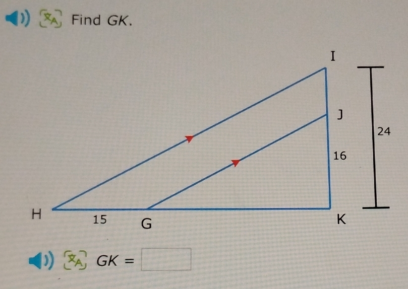 Find GK. 
2 GK=□