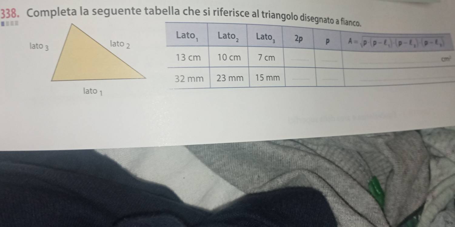 Completa la seguente tabella che si riferisce al triango