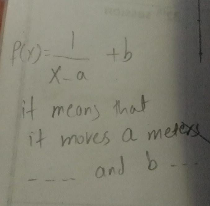 f(x)= 1/x-a +b
if means that 
it moves a metr 
and b