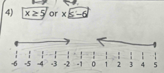 x≥ 5 or x≤ -6