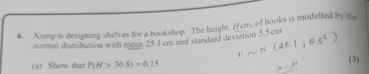 Solved: Xiang is designing shelves for a bookshop. The height. Hcm, of ...