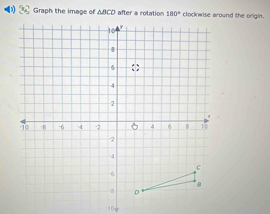 Graph the image of △ BCD after a rotation 180°
-10