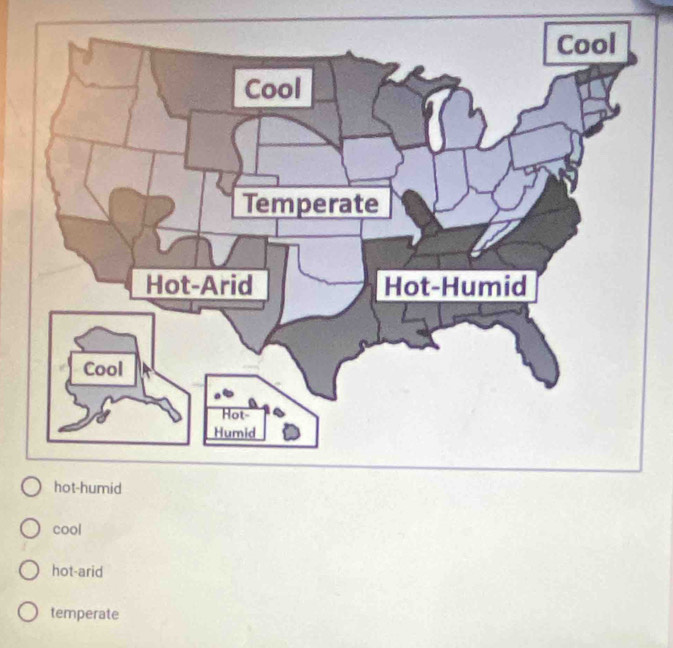 cool
hot-arid
temperate