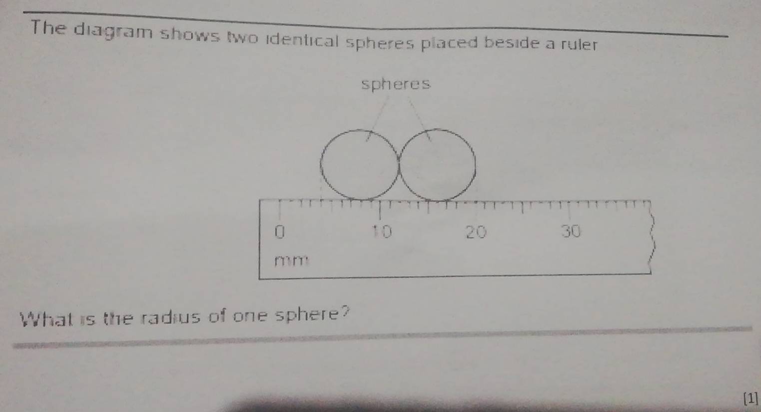 Solved: The diagram shows two identical spheres placed beside a ruler ...