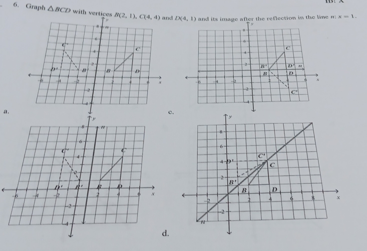 Graph △ BCD with vertices x=1.