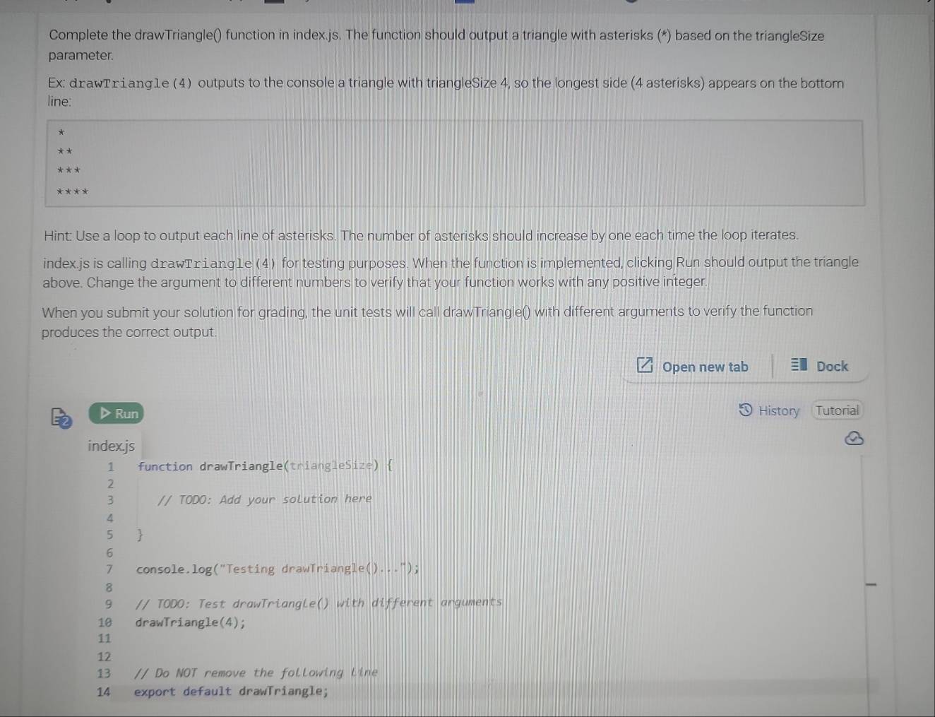 Solved: Complete the drawTriangle() function in index.js. The function ...