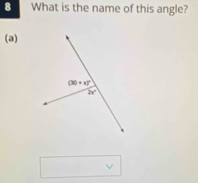 What is the name of this angle?
(a)
V