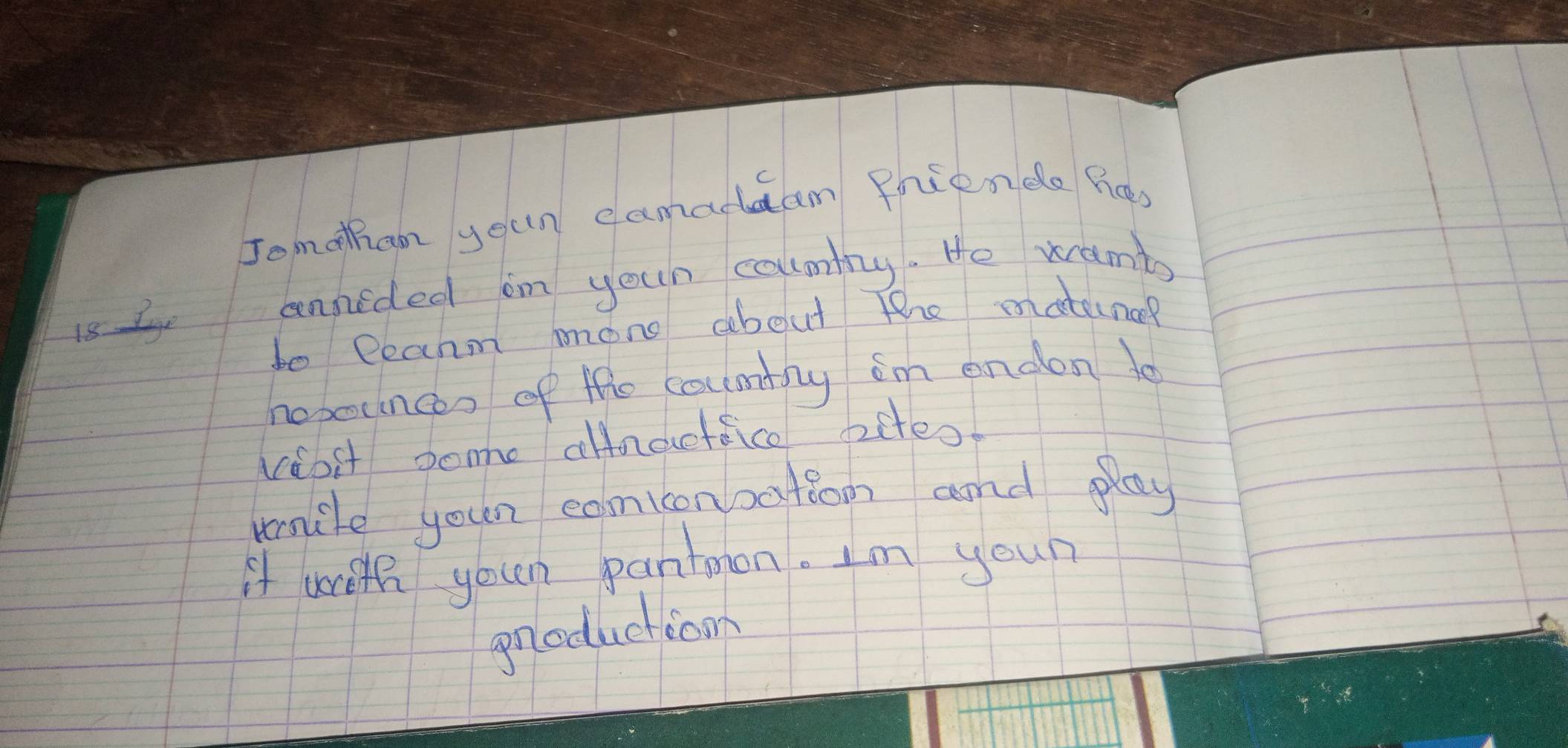 Jomothan youn damacaam Priende has 
18 Ive 
anneded on your country. He wamb 
to eeahm mone about te matunc? 
hobocincon of the country im endon to 
lbst oome alndetfice 2cteo. 
wmile your conionbatioon and play 
it with your pantmon. Im your 
gnoduction