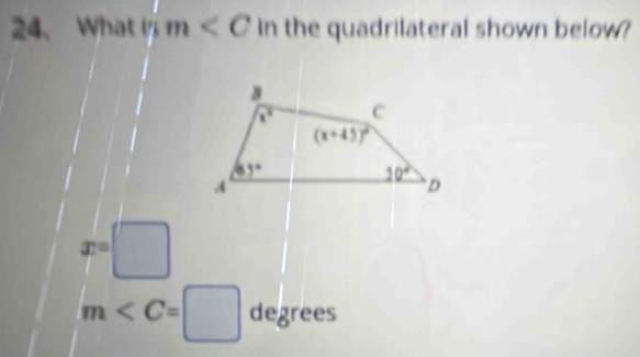 What vim in the quadrilateral shown below?
x=□
m