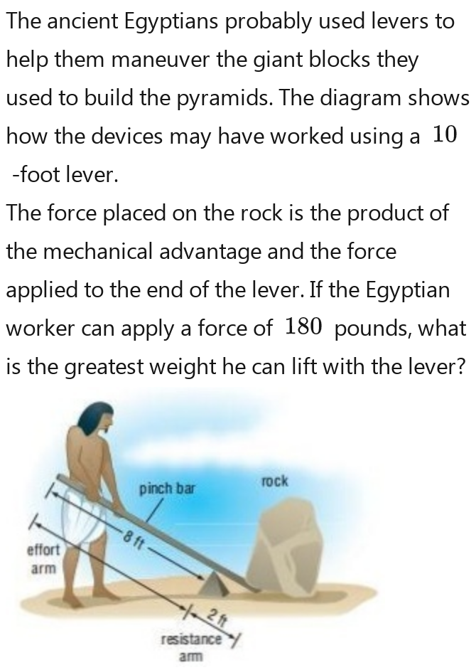 Solved: The ancient Egyptians probably used levers to help them ...