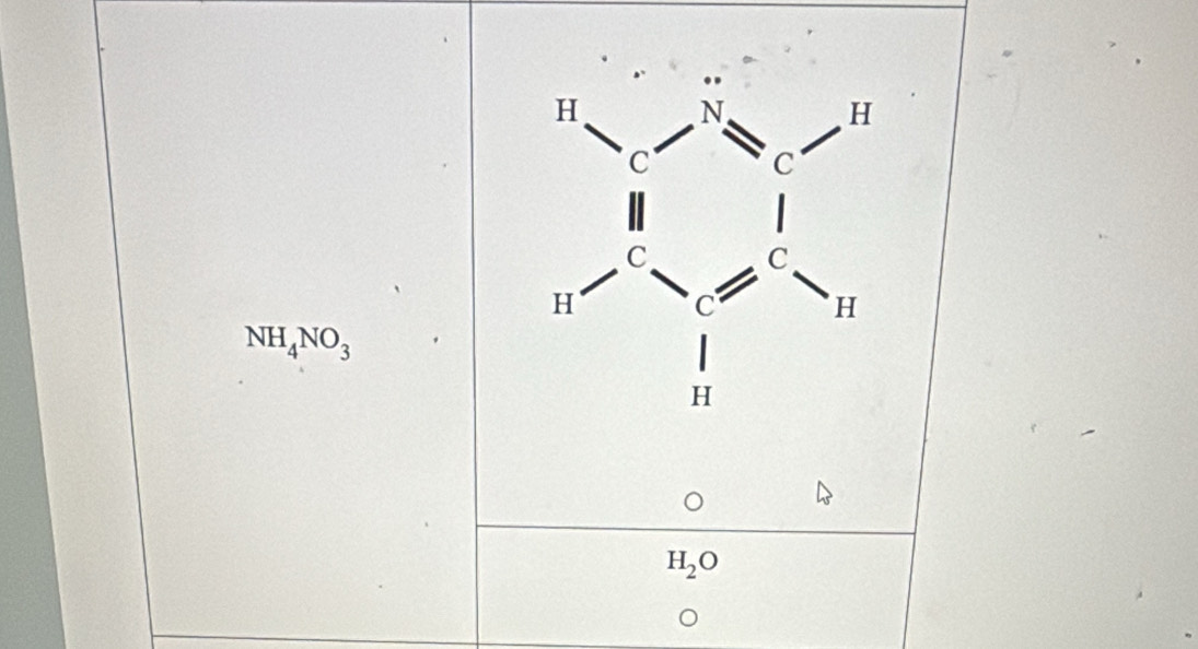 NH_4NO_3
H_2O