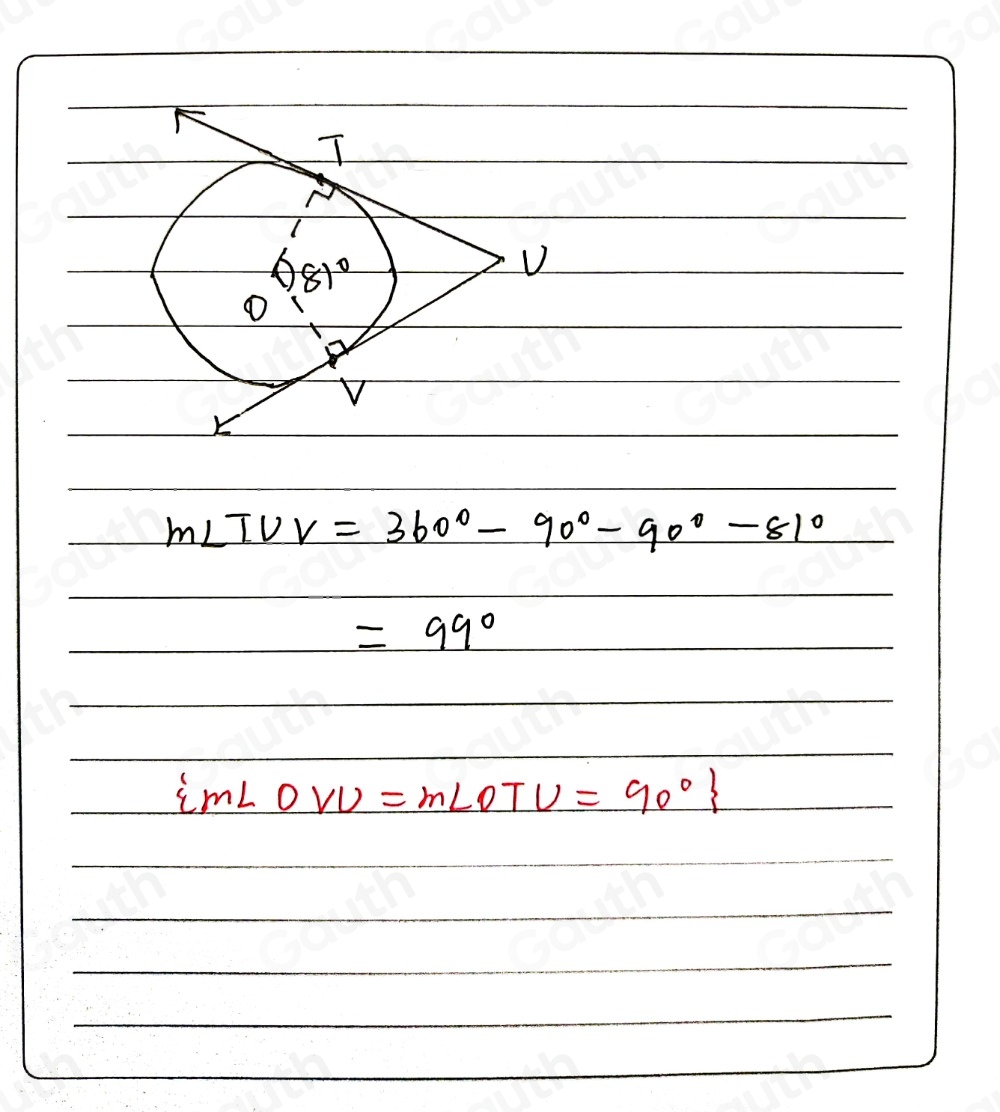 Solved: vector UT Is tangent to the circle at T. vector UV Is tangent ...