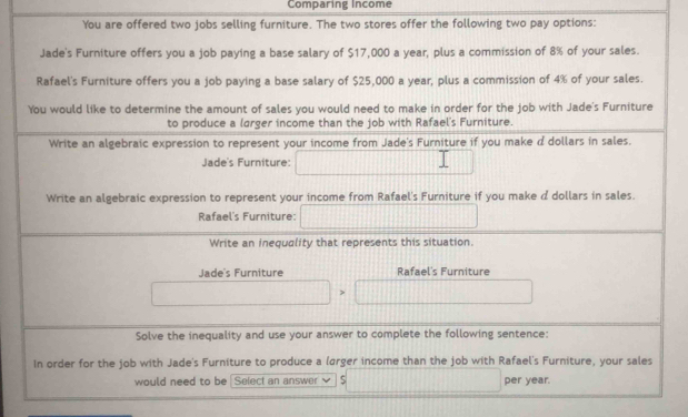 Comparing Income