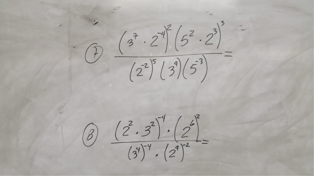 frac (3^7· 2^7end(pmatrix)^2(5^2· 2^3)^3(2^3)^3(3^(-3))(5^3)=
8 frac (2^2· 3^2)^-4· (2^6)^7