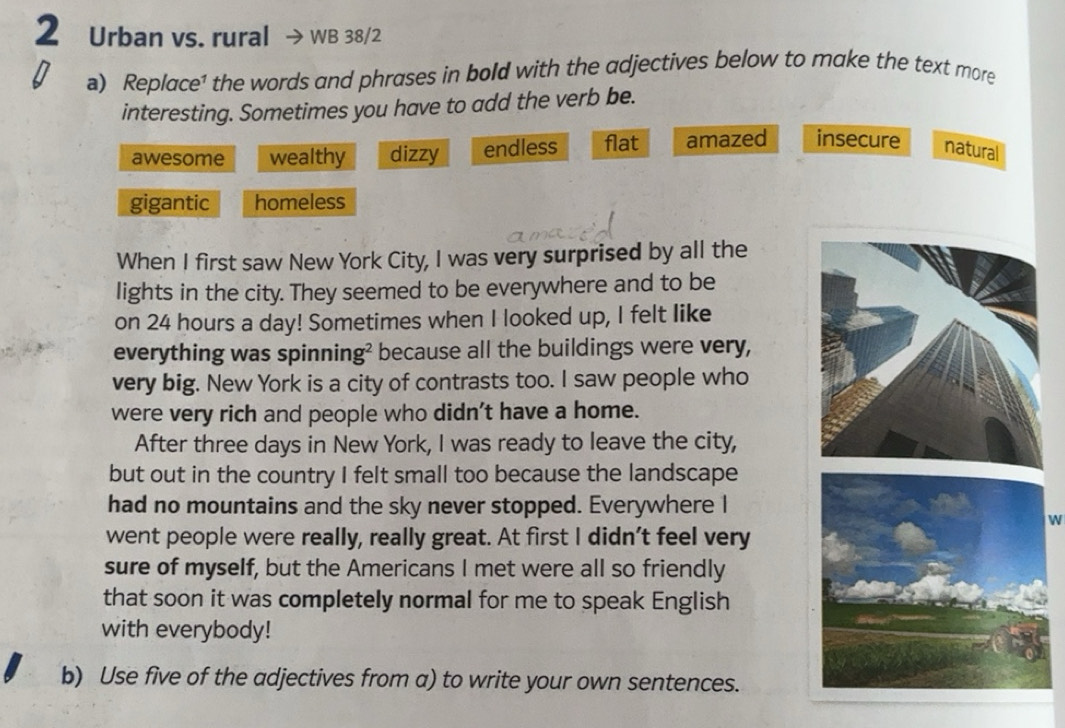 Gelöst:Urban vs. rural WB 38/2 a) Replace¹ the words and phrases in ...