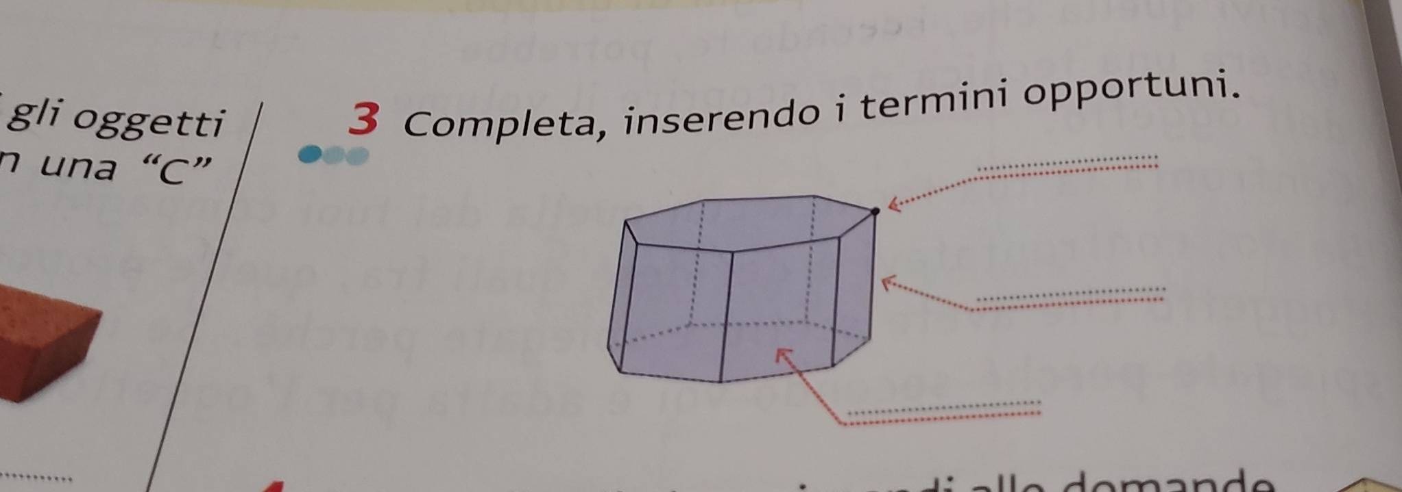 gli oggetti 
3 Completa, inserendo i termini opportuni. 
n una “C” 
_ 
_ 
_ 
_