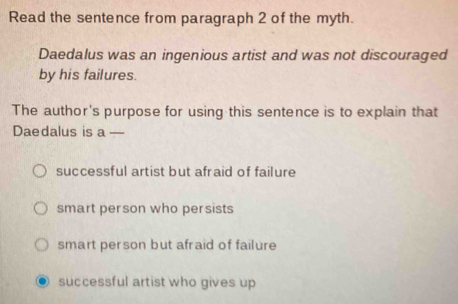 Solved: Read the sentence from paragraph 2 of the myth. Daedalus was an ...