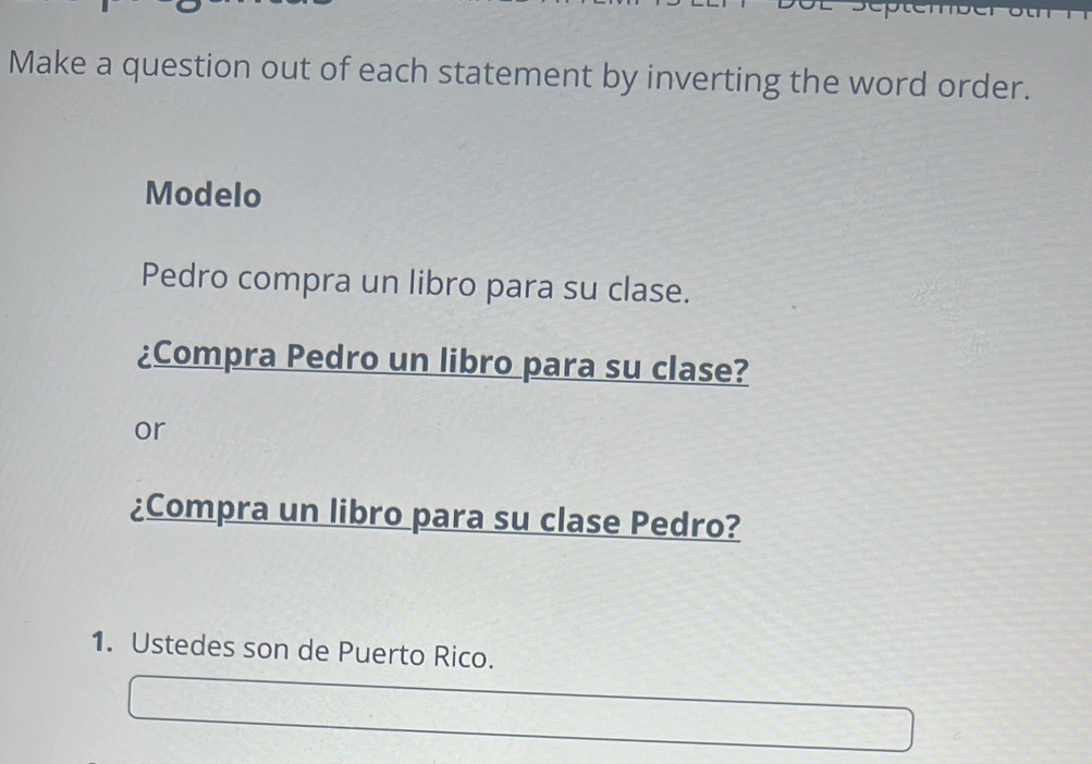 Solved: Make a question out of each statement by inverting the word ...