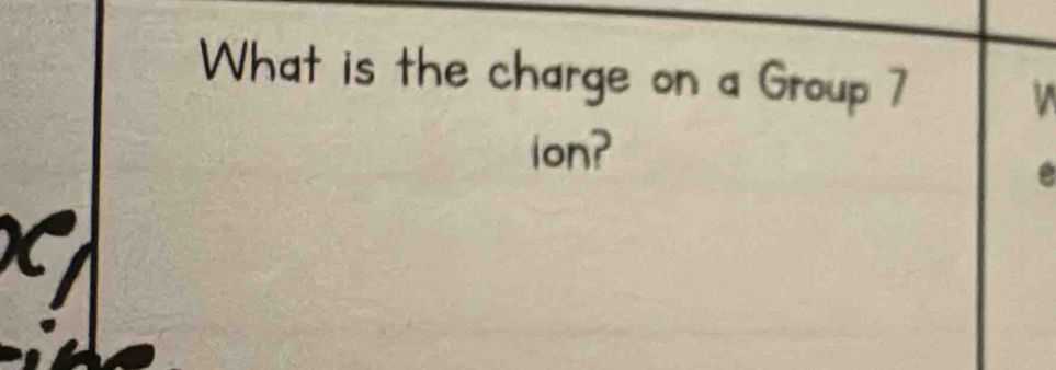 What is the charge on a Group 7 V
ion?