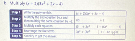 b、Multiply (x+2)(3x^2+2x-4)