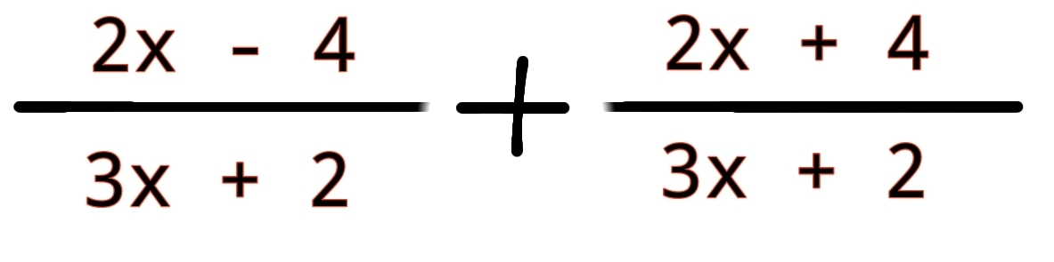  (2x-4)/3x+2 + (2x+4)/3x+2 