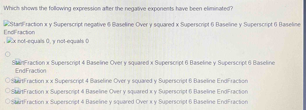 Solved: Which shows the following expression after the negative ...