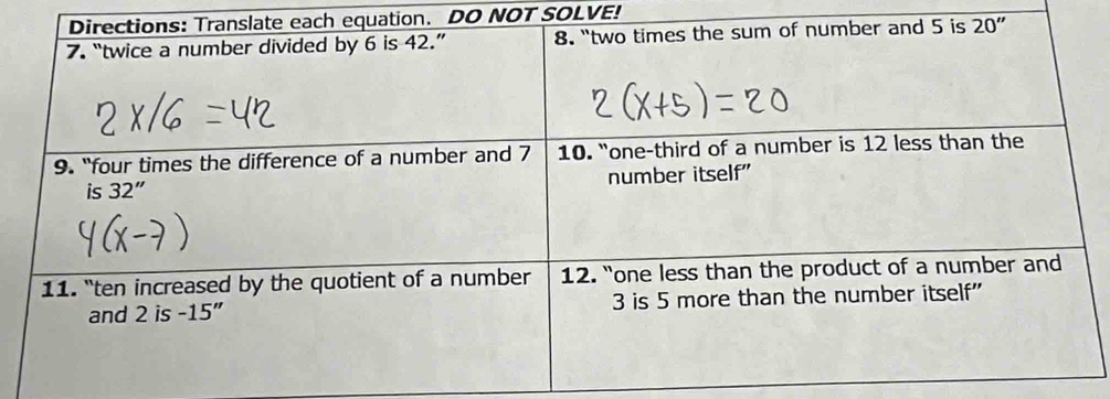 quation. DO NOT SOLVE!