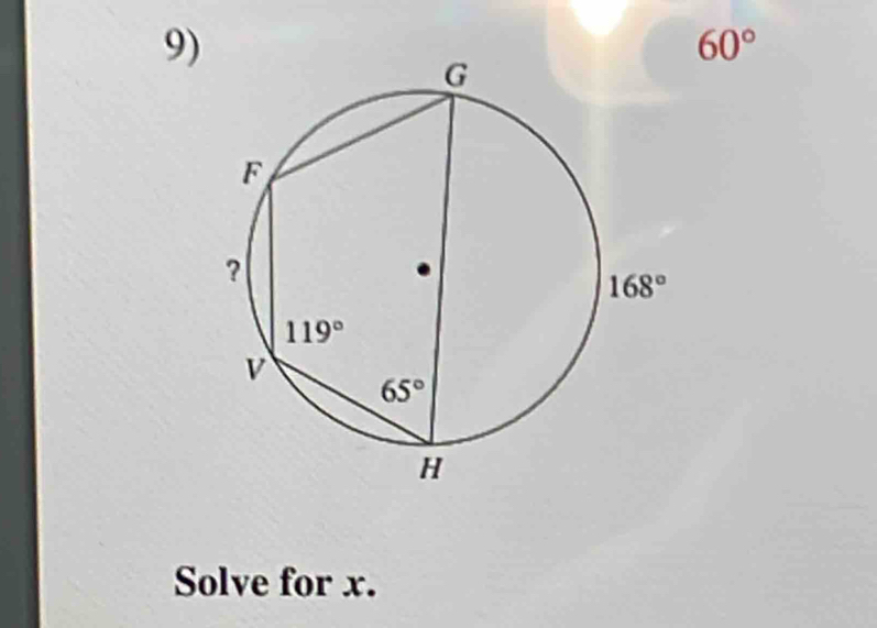 60°
Solve for x.