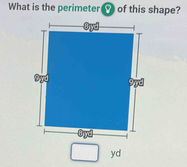 What is the perimeter of this shape? yd [Math]