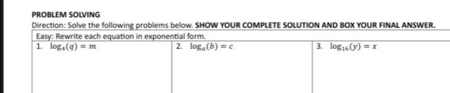 PROBLEM SOLVING
Direction: Solve the following problems below. SHOW YOUR COMPLETE SOLUTION AND BOX YOUR FINAL ANSWER.