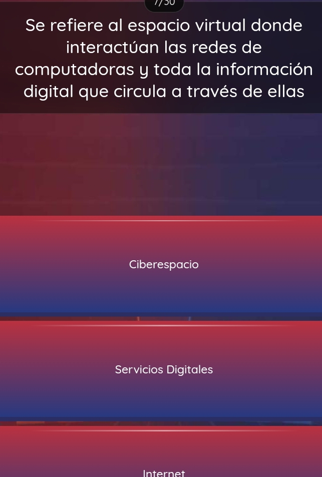 Se refiere al espacio virtual donde
interactúan las redes de
computadoras y toda la información
digital que circula a través de ellas
Ciberespacio
Servicios Digitales