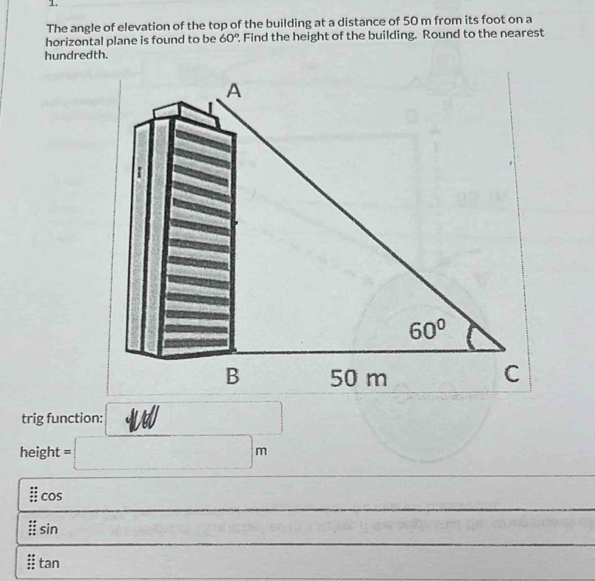 Solved: The angle of elevation of the top of the building at a distance ...