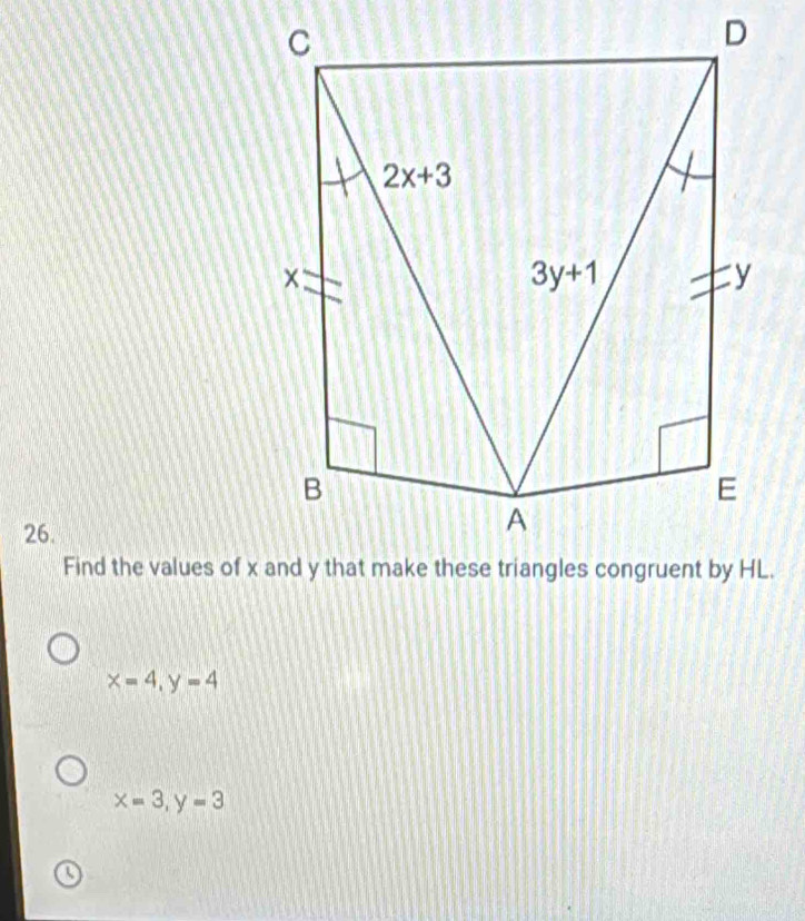 Find the values of x
x=4,y=4
x=3,y=3