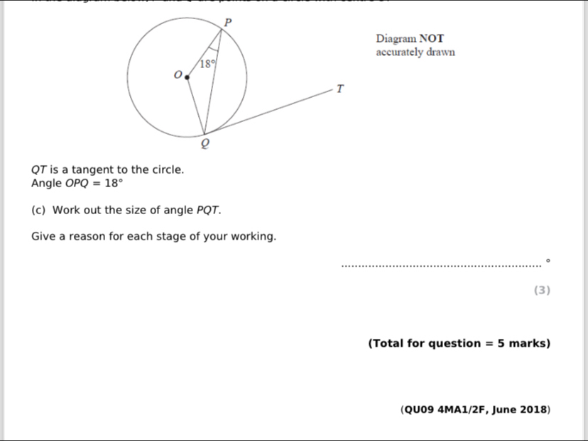 Solved: Diagram NOT accurately drawn QT is a tangent to the circle ...