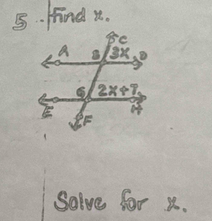 .Frind n.
Solve for x.