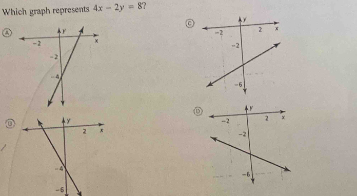 Which graph represents 4x-2y=8 2 
C 
a 
①