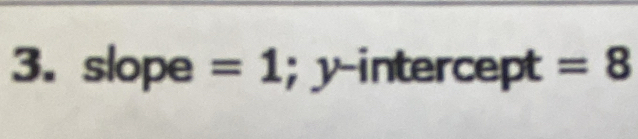 slope =1; yintercept =8